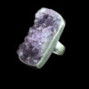Bague argent  et améthyste brute rectangulaire - Taille 53