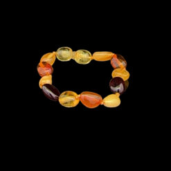 Alternative view of Collier bébé perles ovales en Ambre multicolore