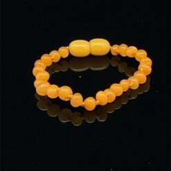 Bracelet bébé perles rondes en ambre jaune
