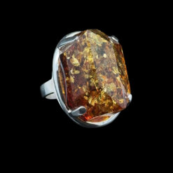 Bague en ambre facetté réglable