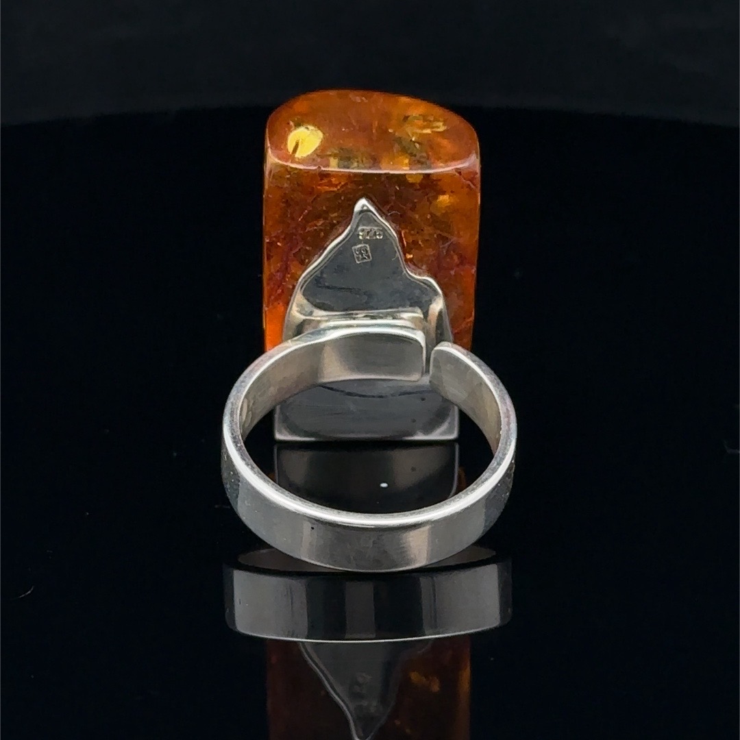 Adjustable rectangular amber ring - Image 2