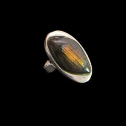 Alternative view of Bague réglable en labradorite et argent 925