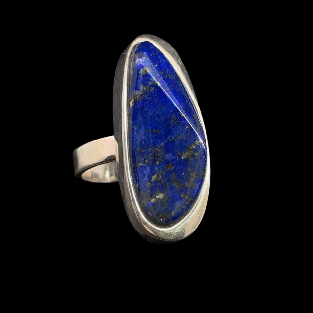 Freeform lapis lazuli and 925 silver ring - Adjustable