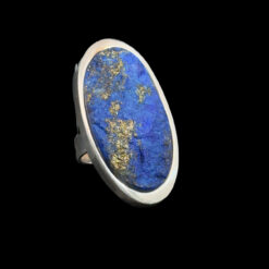 Adjustable oval lapis lazuli and 925 silver ring