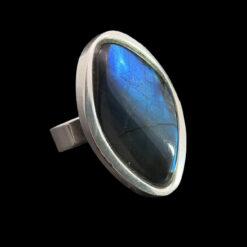 Bague réglable en spectrolite et argent 925