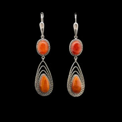 Amber and 925 silver earrings