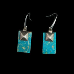 Pendants d'oreilles rectangulaires en turquoise et argent 925