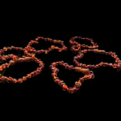 Bracelet bébé perles rondes en ambre cognac