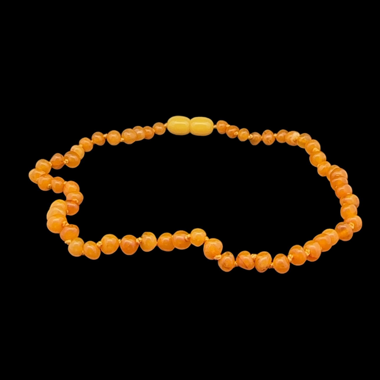 Baby necklace with round yellow Amber beads