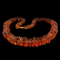 Collier grandes chips en Ambre cognac