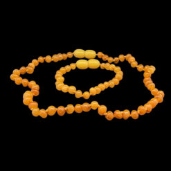 Duo collier et bracelet bébé en ambre jaune