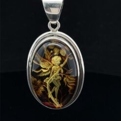 Alternative view of Pendentif ange en ambre et argent 925