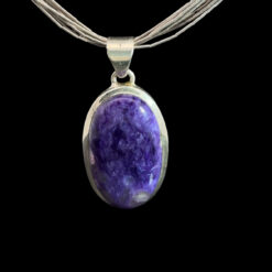 Alternative view of Oval charoite and 925 silver pendant
