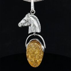 Alternative view of Pendentif cheval ambre et argent 925