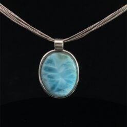 Pendentif ovale en larimar et argent 925