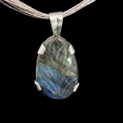 Pendentif feuille en labradorite et argent 925