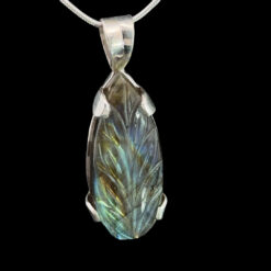 Pendentif feuille en labradorite et argent 925