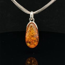 Pendentif Goutte en ambre et argent 925