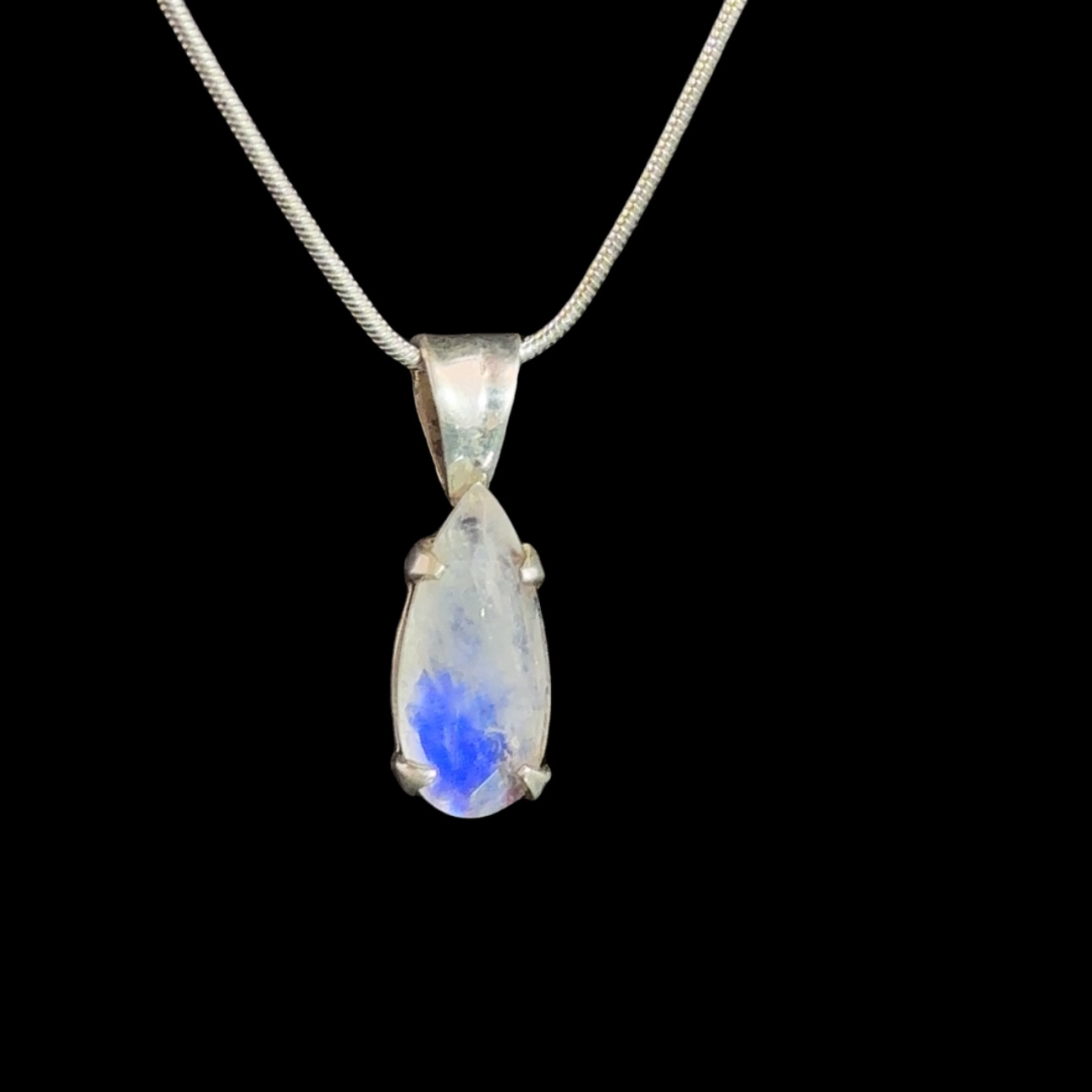 Small Moonstone and 925 Silver Teardrop Pendant