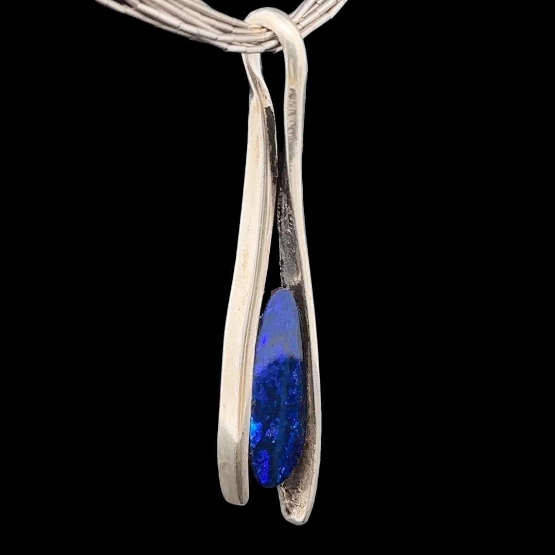925 Sterling Silver Midnight Blue Opal Pendant - Image 3