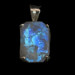 Pendentif rectangulaire en pierre de lune et argent 925
