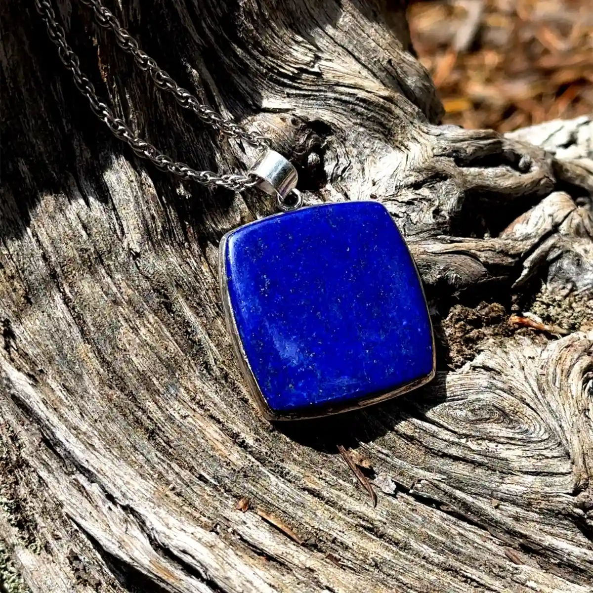 Pendentif carré en Lapis lazuli et argent 925 – Image 3
