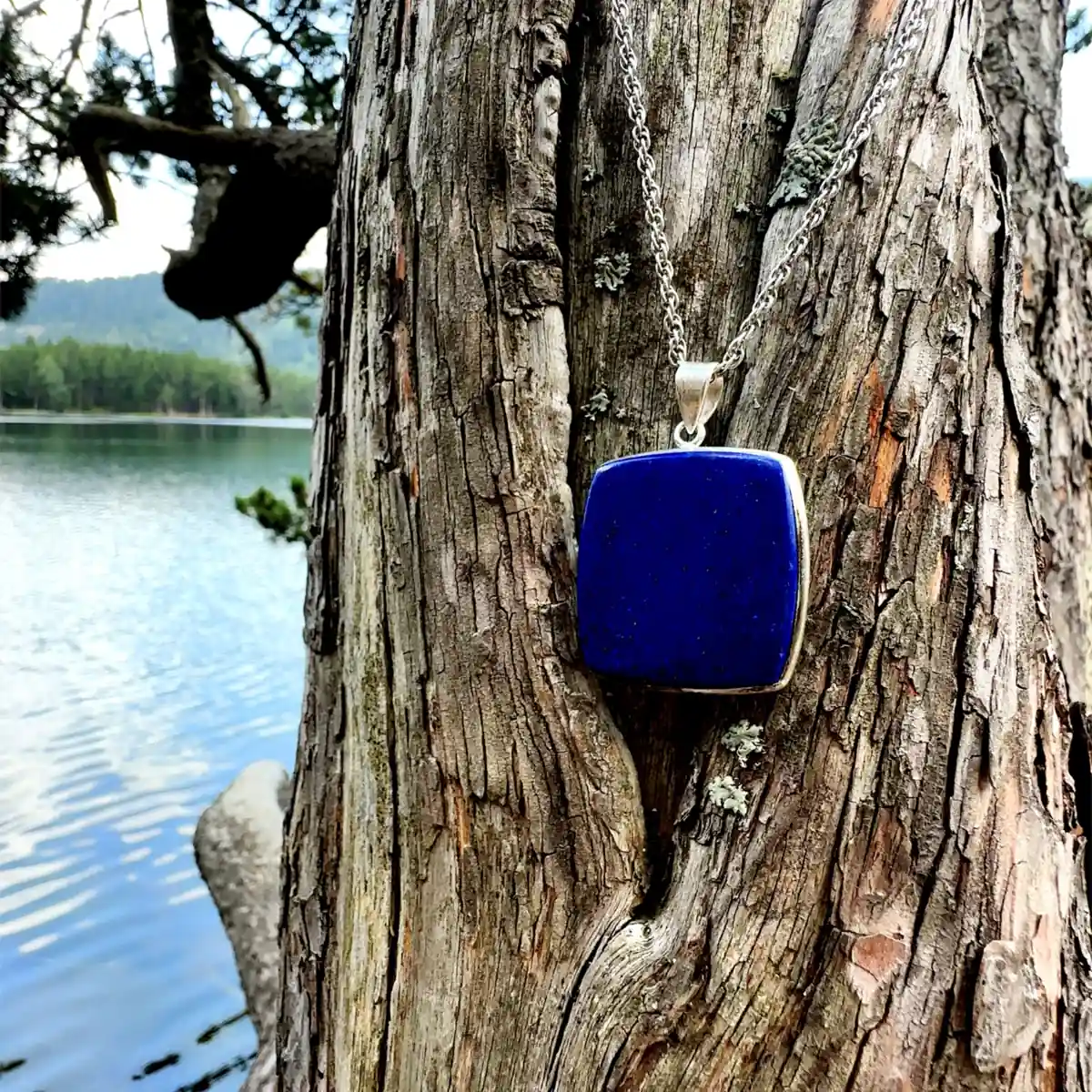 Pendentif carré en Lapis lazuli et argent 925 – Image 4