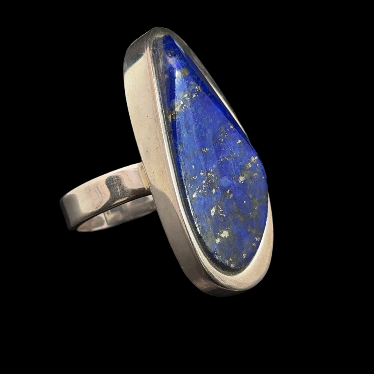 Freeform lapis lazuli and 925 silver ring - Adjustable - Image 2