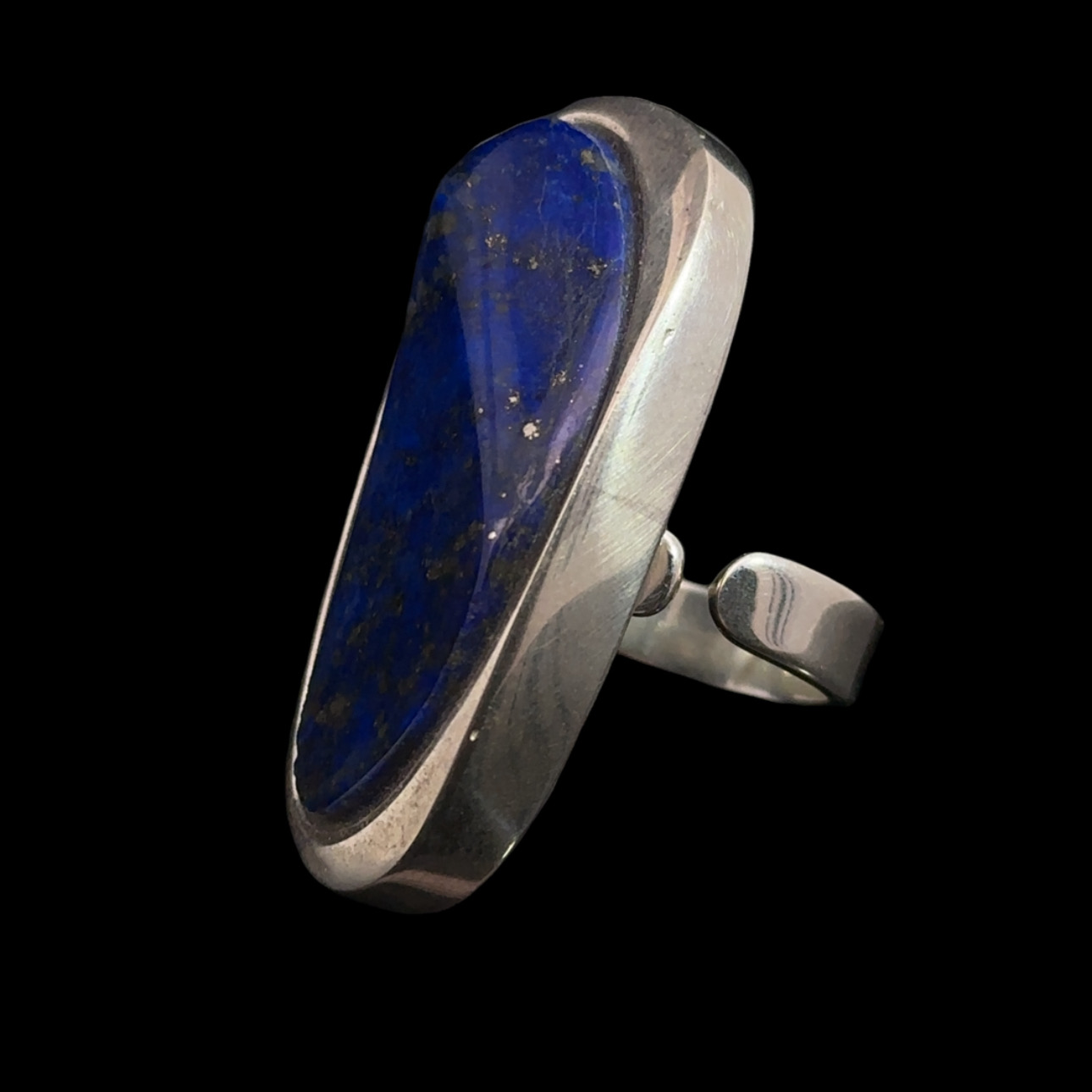 Freeform lapis lazuli and 925 silver ring - Adjustable - Image 3