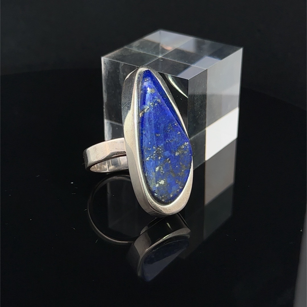 Freeform lapis lazuli and 925 silver ring - Adjustable - Image 4
