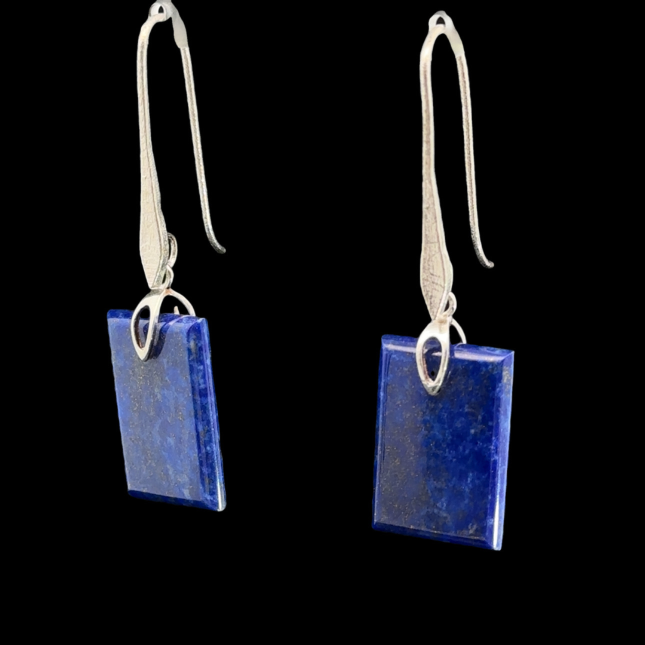 Rectangular lapis lazuli and 925 silver drop earrings