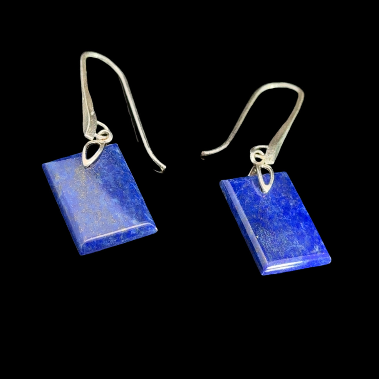 Rectangular lapis lazuli and 925 silver drop earrings - Image 2