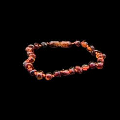 Alternative view of Bracelet bébé perles rondes en ambre cognac