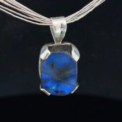 Pendentif rectangulaire en labradorite et argent 925