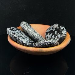 Snowflake obsidian flat pebble