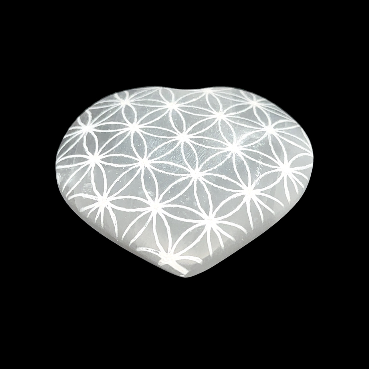 Selenite Flower of Life Heart