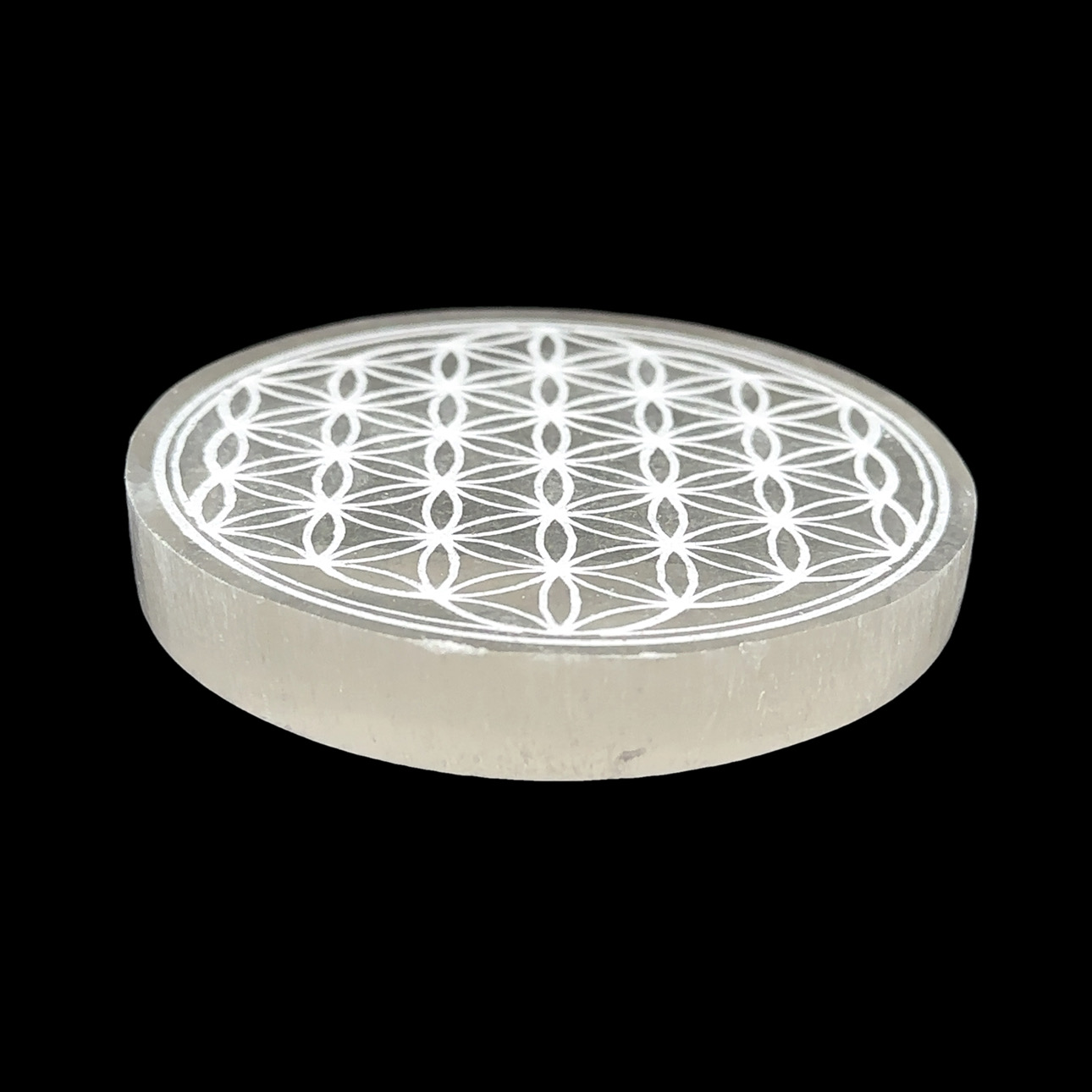 8 cm Selenite Flower of Life Plate - Image 2
