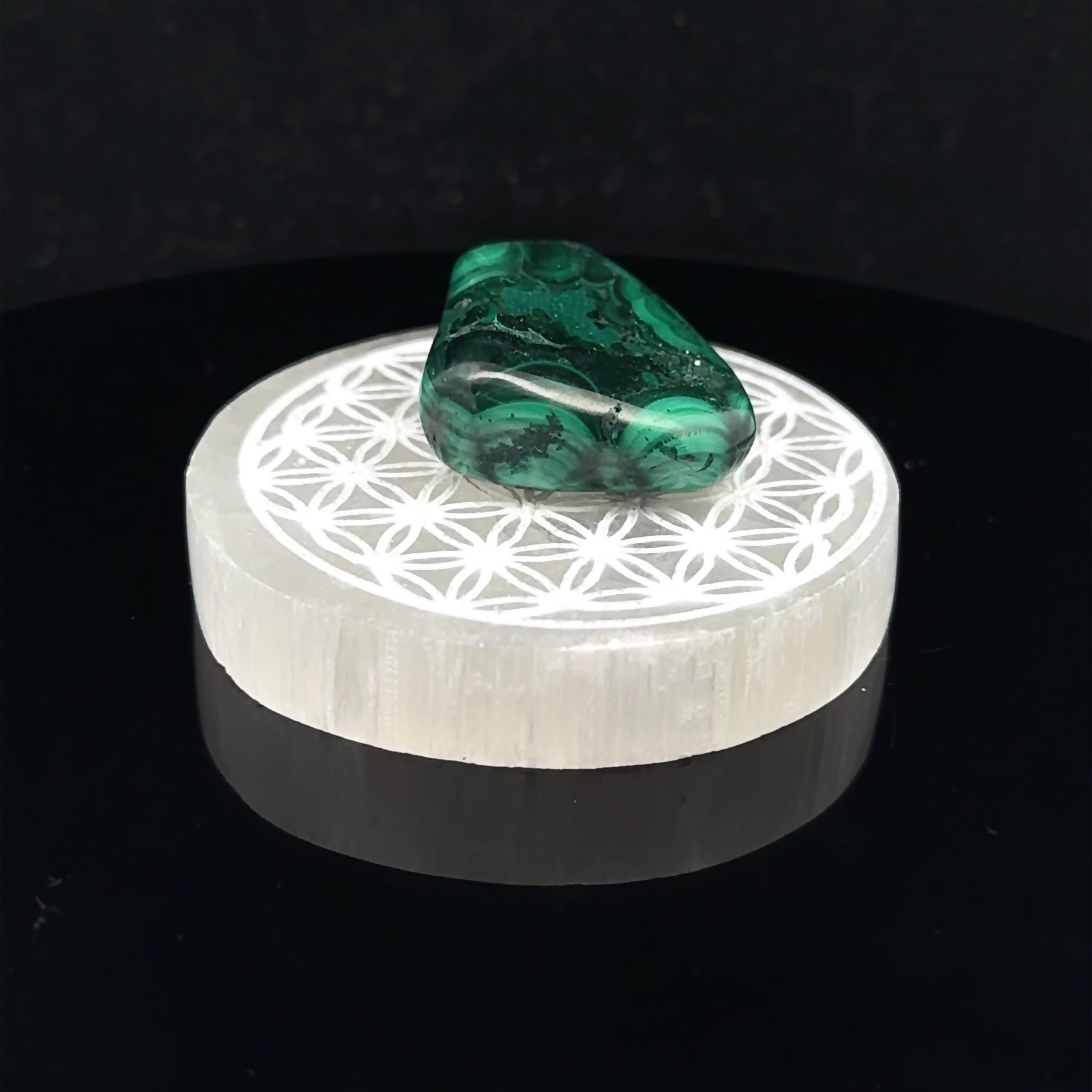 Selenite flower of life plate 6cm