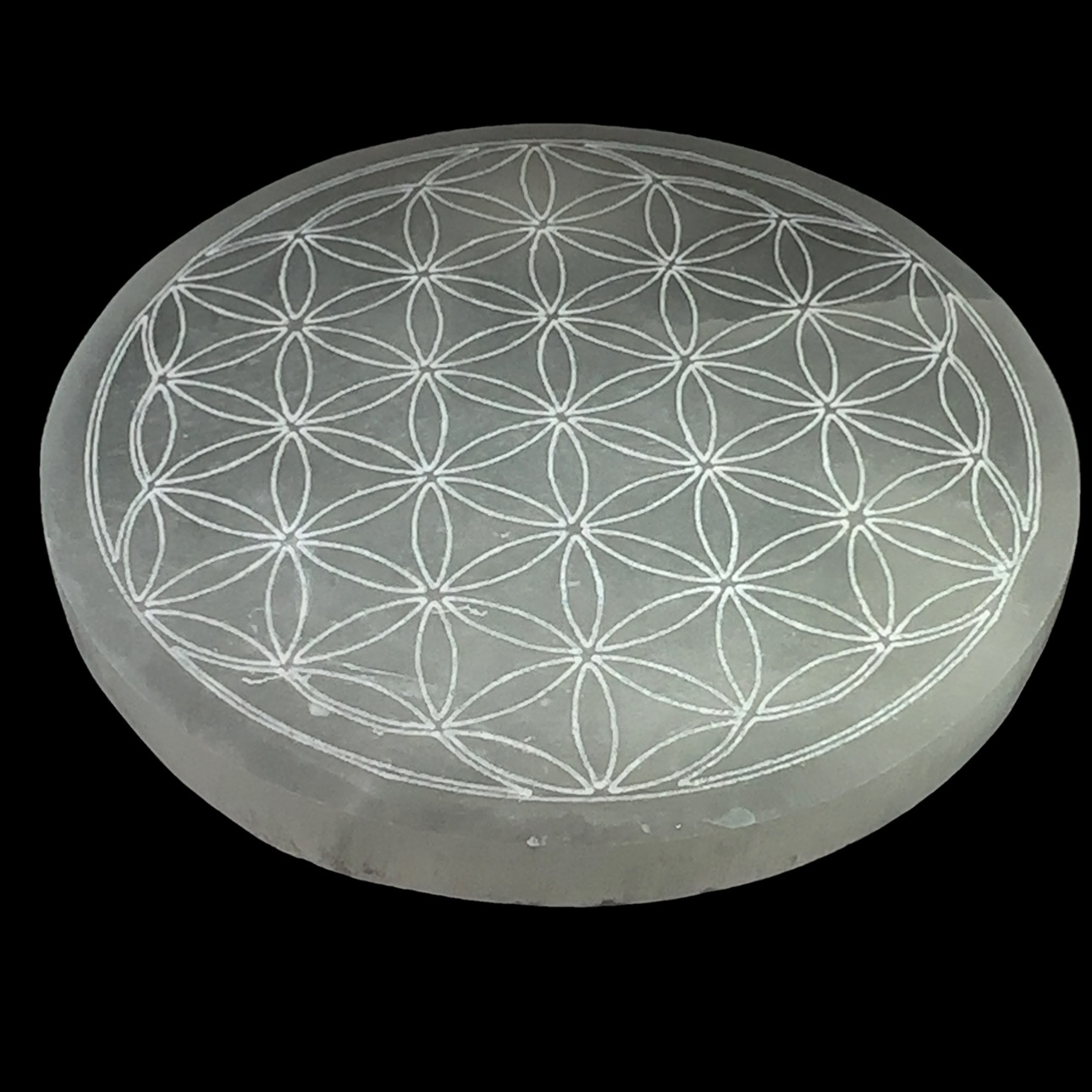 14 cm selenite Flower of Life plate