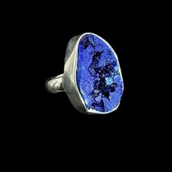Alternative view of 925 Sterling Silver Azurite Druzy Ring, Size 56