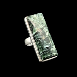 Large rectangular 925 silver and seraphinite ring, Size 56