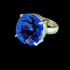 Azurite druzy and 925 silver ring Size 53