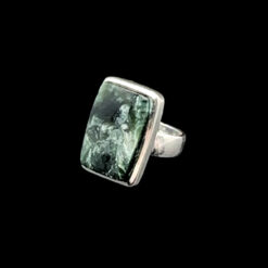 Rectangular 925 silver and seraphinite ring Size 60