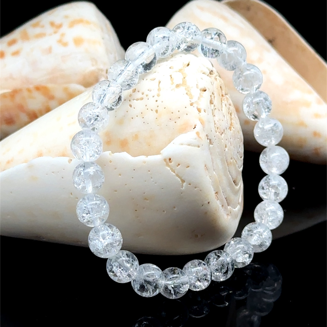 Kids' 6mm Grade A Crackled Rock Crystal Bracelet