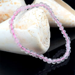 Bracelet en quartz rose facetté de qualité A - 4mm