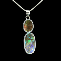 925 silver pendant with 2 oval ammolite stones
