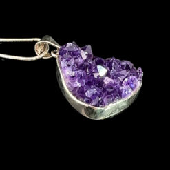 Amethyst crystal and silver drop pendant 30x15 mm