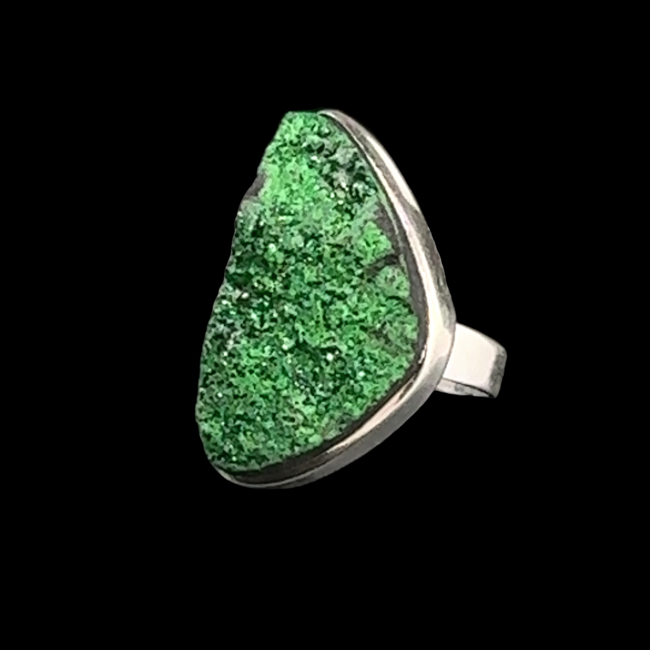 925 silver triangular uvarovite ring, size 56 - Image 2