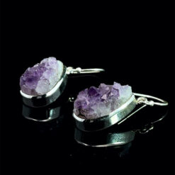 Drop earrings in amethyst crystals and 925 silver