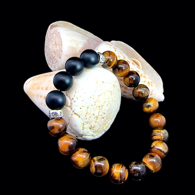 Tiger's eye and matte onyx bracelet 10mm - Image 3